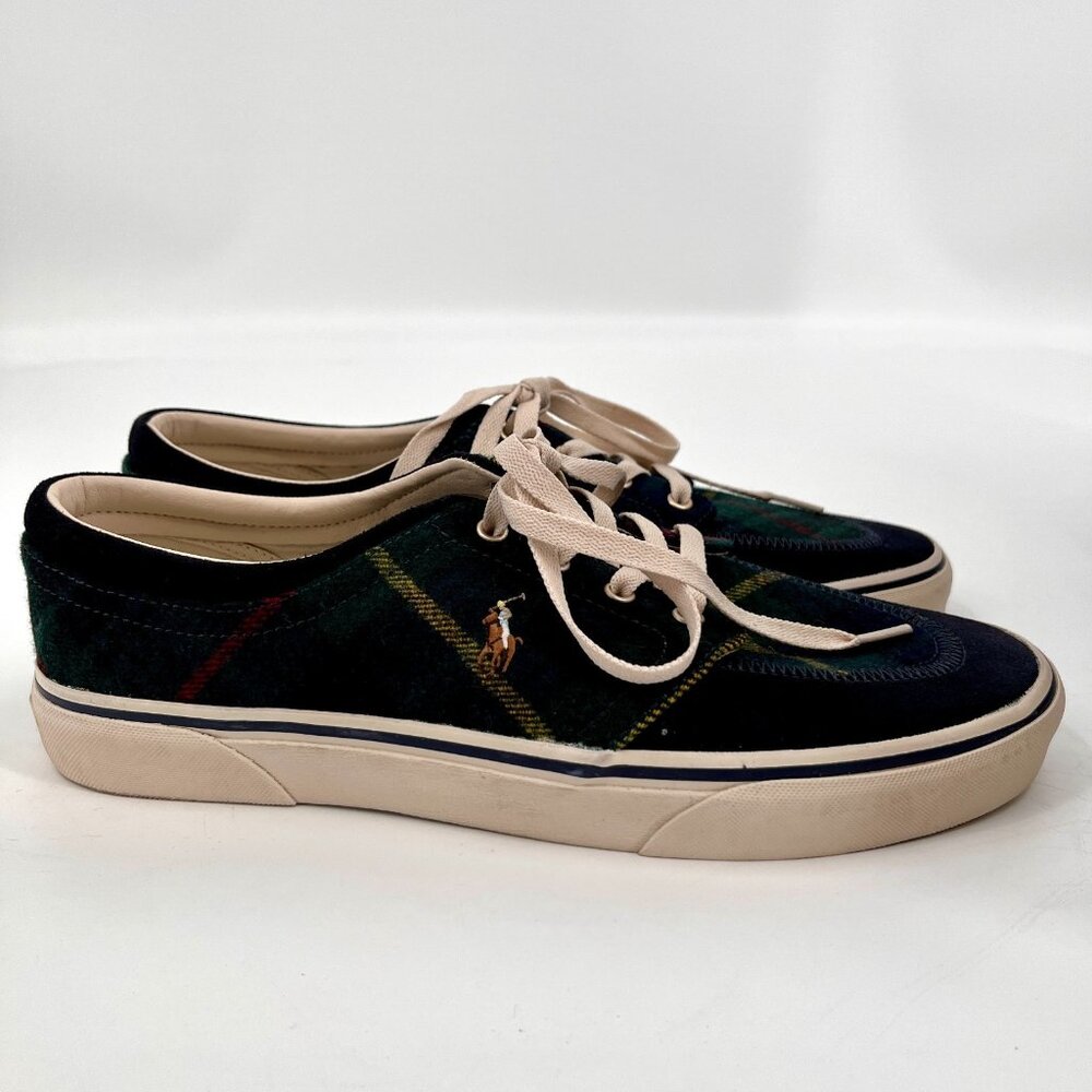Polo Ralph Lauren Keaton Pony Sneaker Size 11 Chambray Herringbone Shoes - Picture 3 of 14